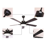 Modern Wooden 5 Blade Tricolor LED Ceiling Fan Light Image - 12