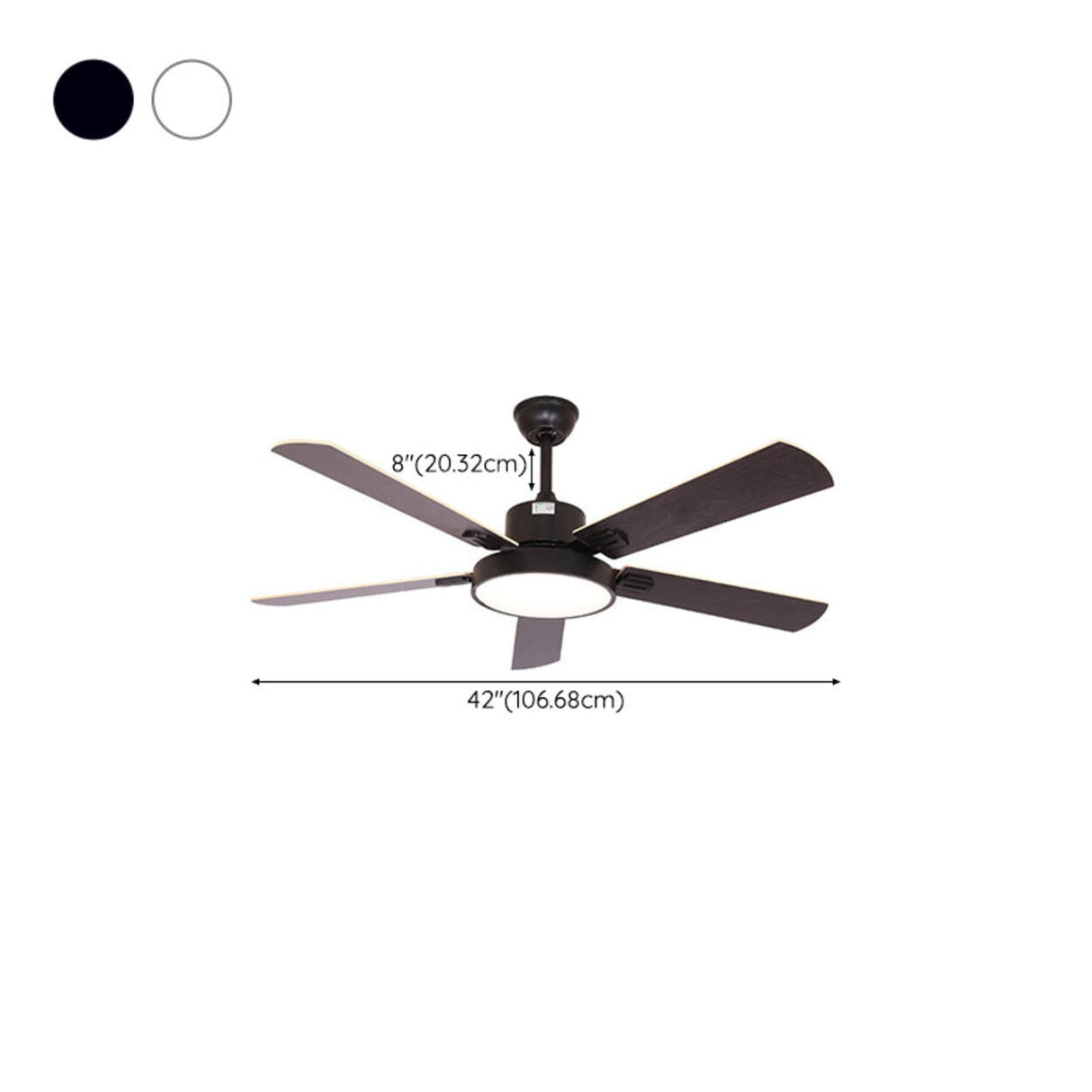 Modern Wooden 5 Blade Tricolor LED Ceiling Fan Light 