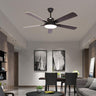 Modern Wooden 5 Blade Tricolor LED Ceiling Fan Light Image - 2