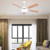 Modern Wooden 5 Blade Tricolor LED Ceiling Fan Light Image - 3