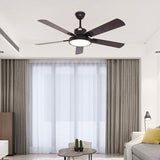 Modern Wooden 5 Blade Tricolor LED Ceiling Fan Light Image - 4