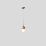 Modern Wooden Acrylic Sphere Living Room Pendant Light Image - 2