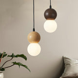 Modern Wooden Acrylic Sphere Living Room Pendant Light Image - 4