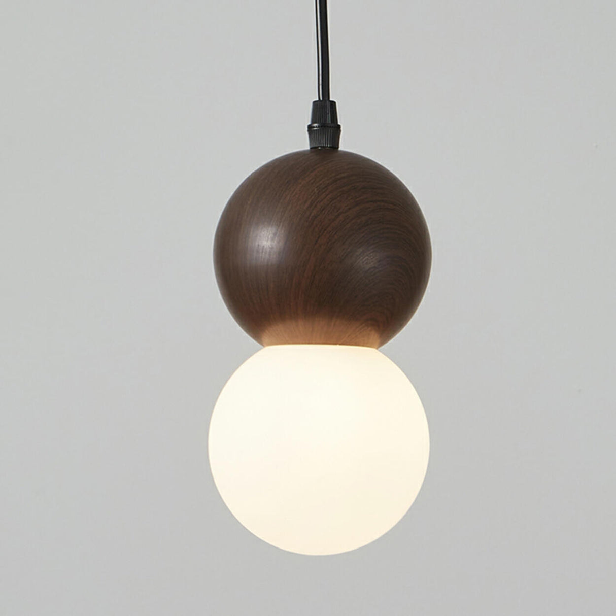 Modern Wooden Acrylic Sphere Living Room Pendant Light Image - 8