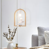 Modern Wooden Arch Angel and Bird Bedroom Pendant Light Image - 6