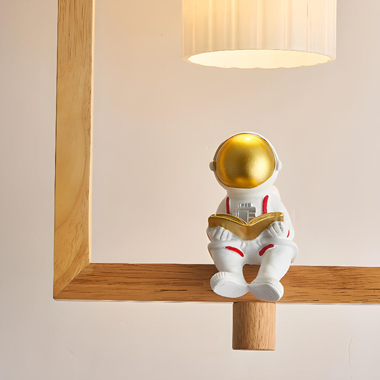 Modern Wooden Arch Barrel Astronaut Pendant Light Kids Room Image - 11