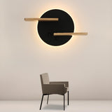 Modern Wooden Backlit Design Circular Wall Sconce  Image - 1