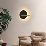 Modern Wooden Backlit Design Circular Wall Sconce  Image - 2