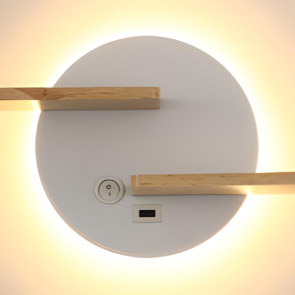 Modern Wooden Backlit Design Circular Wall Sconce  Image - 8