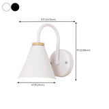 Modern Wooden Base Cone Metal Shade Wall Sconce Image - 14