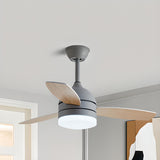 Modern Wooden Blades White Ceiling Fan with LED Light Image - 13