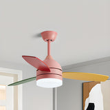 Modern Wooden Blades White Ceiling Fan with LED Light Image - 16