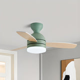 Modern Wooden Blades White Ceiling Fan with LED Light Image - 19