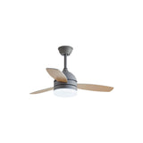 Modern Wooden Blades White Ceiling Fan with LED Light Image - 5