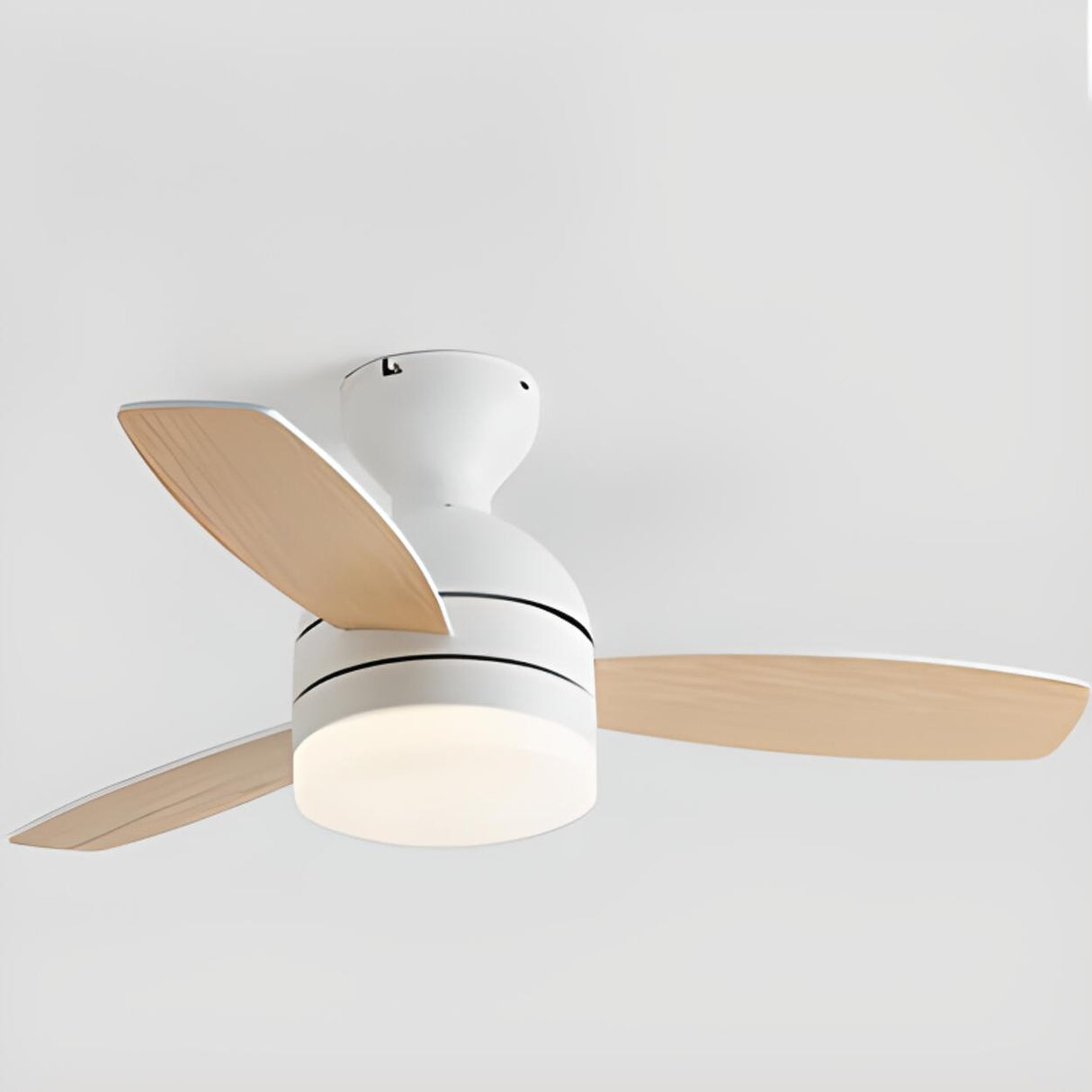 Modern Wooden Blades White Ceiling Fan with LED Light Image - 6