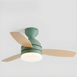 Modern Wooden Blades White Ceiling Fan with LED Light Image - 7