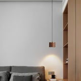 Modern Wooden Cylinder Pendant Light Adjustable Cord Image - 3