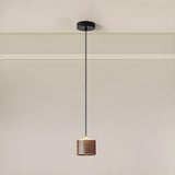 Modern Wooden Cylinder Pendant Light Adjustable Cord Image - 6