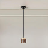 Modern Wooden Cylinder Pendant Light Adjustable Cord Image - 7