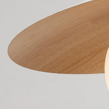 Modern Wooden Disc Globe Opal Glass UFO Pendant Light Image - 13