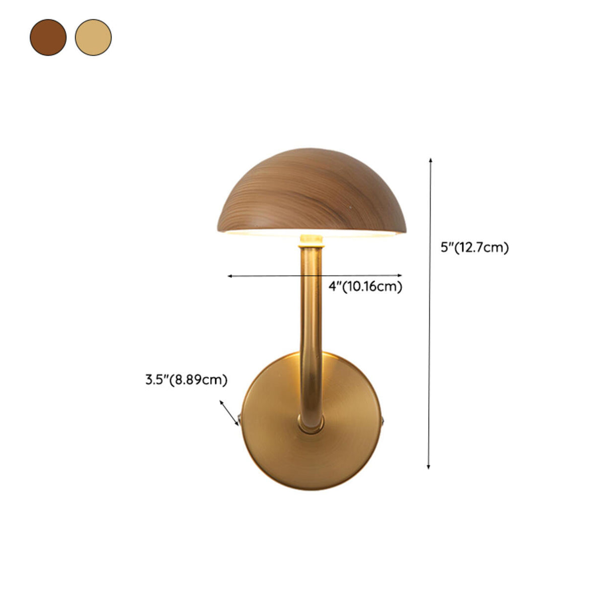 Modern Wooden Dome Metal LED Wall Sconce Light 