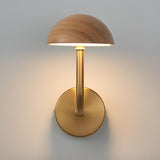 Modern Wooden Dome Metal LED Wall Sconce Light Image - 2