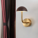 Modern Wooden Dome Metal LED Wall Sconce Light Image - 4