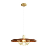 Modern Wooden Dome Wire Cage Dining Room Pendant Light Image - 10