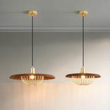 Modern Wooden Dome Wire Cage Dining Room Pendant Light Image - 12