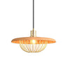 Modern Wooden Dome Wire Cage Dining Room Pendant Light Image - 13