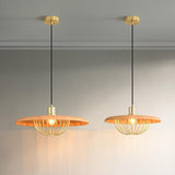 Modern Wooden Dome Wire Cage Dining Room Pendant Light Image - 14