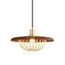 Modern Wooden Dome Wire Cage Dining Room Pendant Light Image - 2