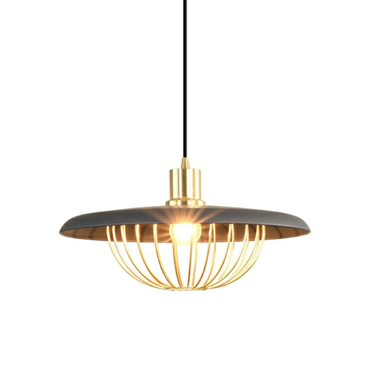 Modern Wooden Dome Wire Cage Dining Room Pendant Light Image - 6