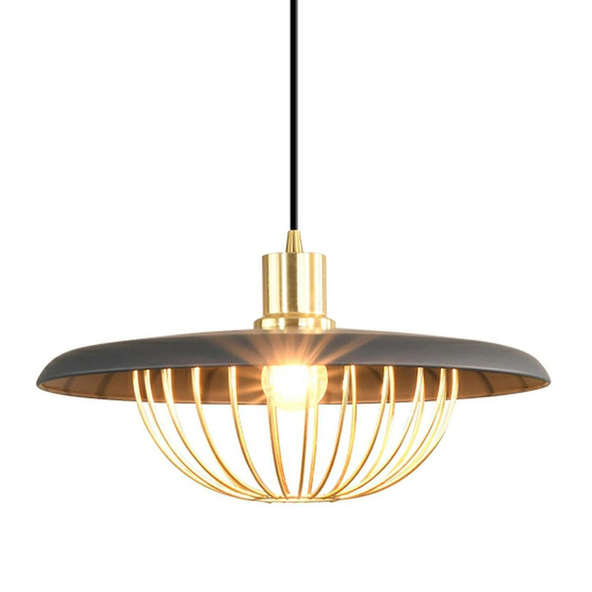 Modern Wooden Dome Wire Cage Dining Room Pendant Light Image - 7