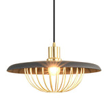 Modern Wooden Dome Wire Cage Dining Room Pendant Light Image - 7