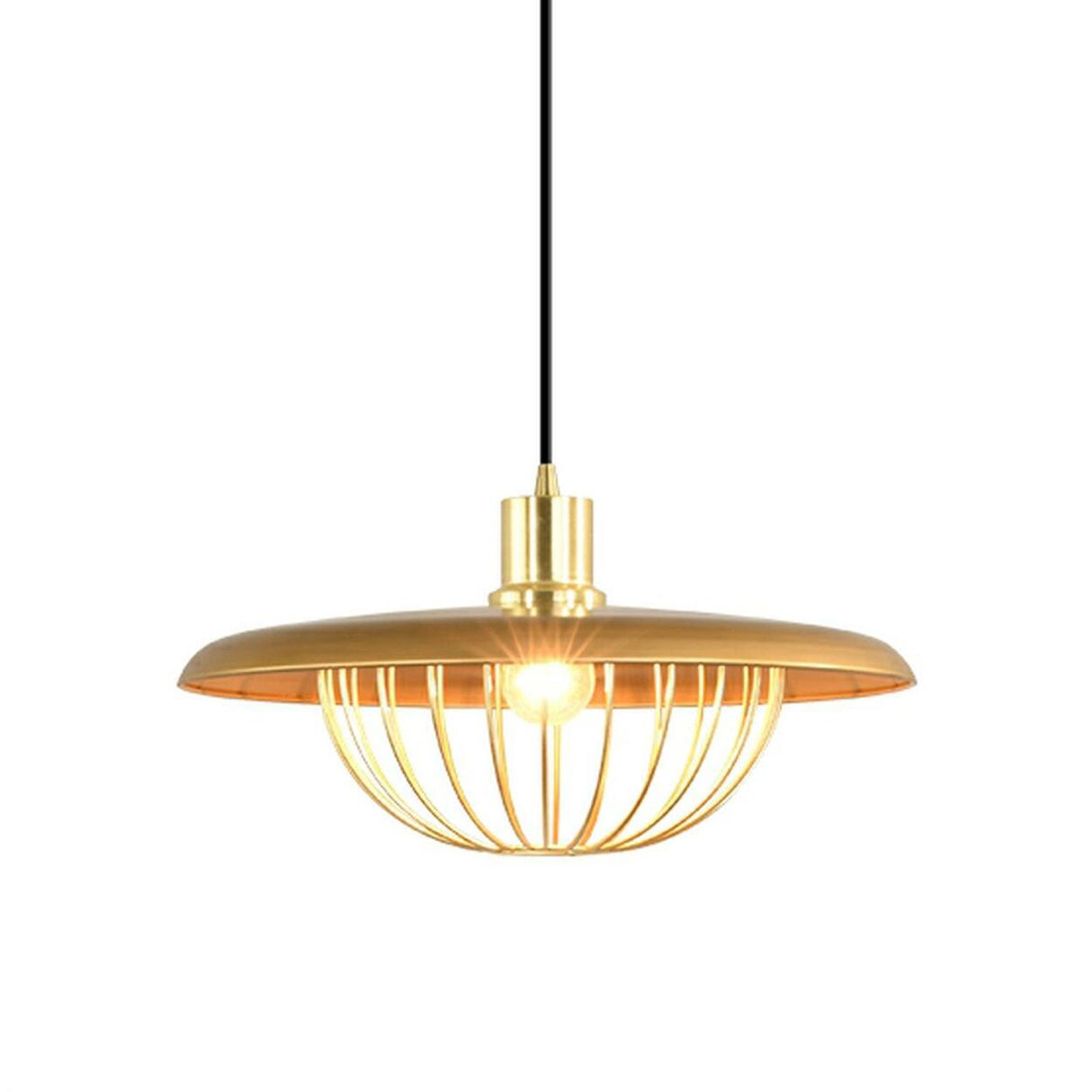 Modern Wooden Dome Wire Cage Dining Room Pendant Light Image - 9