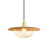 Modern Wooden Dome Wire Cage Dining Room Pendant Light Image - 9