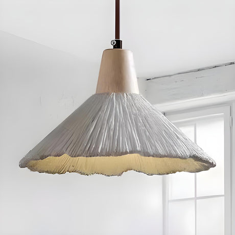 Modern Wooden Grey Cone Adjustable Pendant Light Image - 2