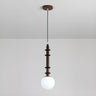 Modern Wooden Medium White Glass Ball Pendant Light Image - 2