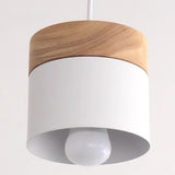 Modern Wooden Minimalist Cylinder Gray Pendant Light Image - 12