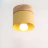 Modern Wooden Minimalist Cylinder Gray Pendant Light Image - 2