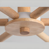 Modern Wooden Semi-Flush Mount Ceiling Light 8 Lights Image - 11