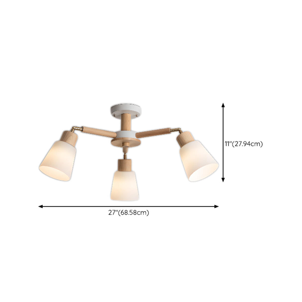 Modern Wooden Semi-Flush Mount Ceiling Light 8 Lights 