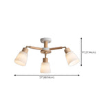 Modern Wooden Semi-Flush Mount Ceiling Light 8 Lights #size