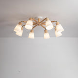 Modern Wooden Semi-Flush Mount Ceiling Light 8 Lights Image - 5