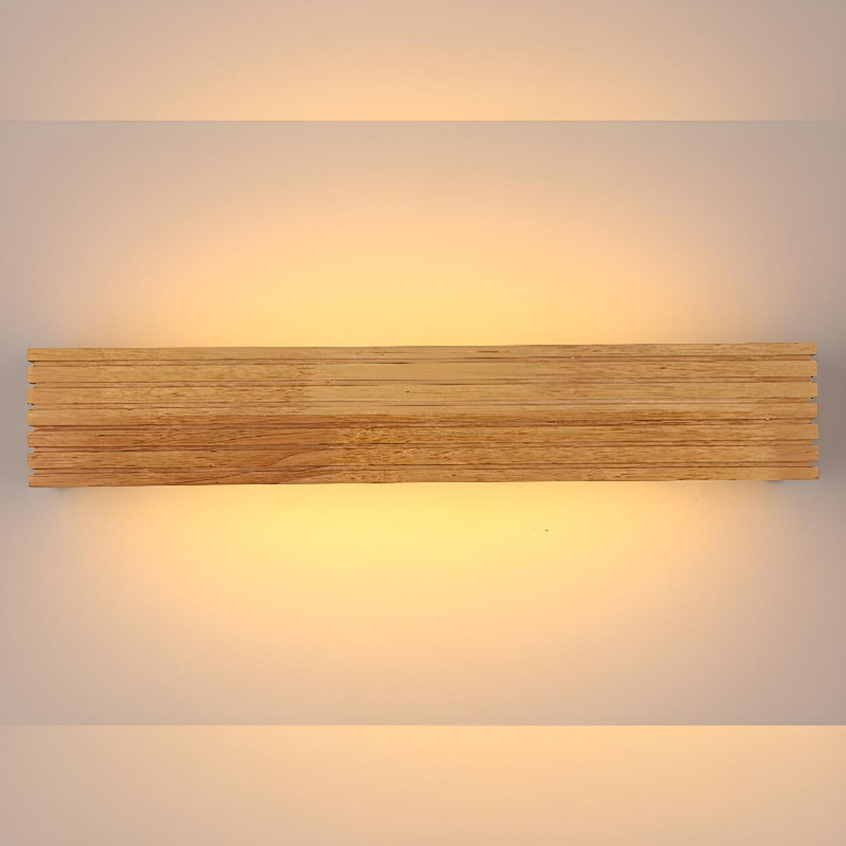 Modern Wooden Slat LED Vanity Light Fixture Image - 10