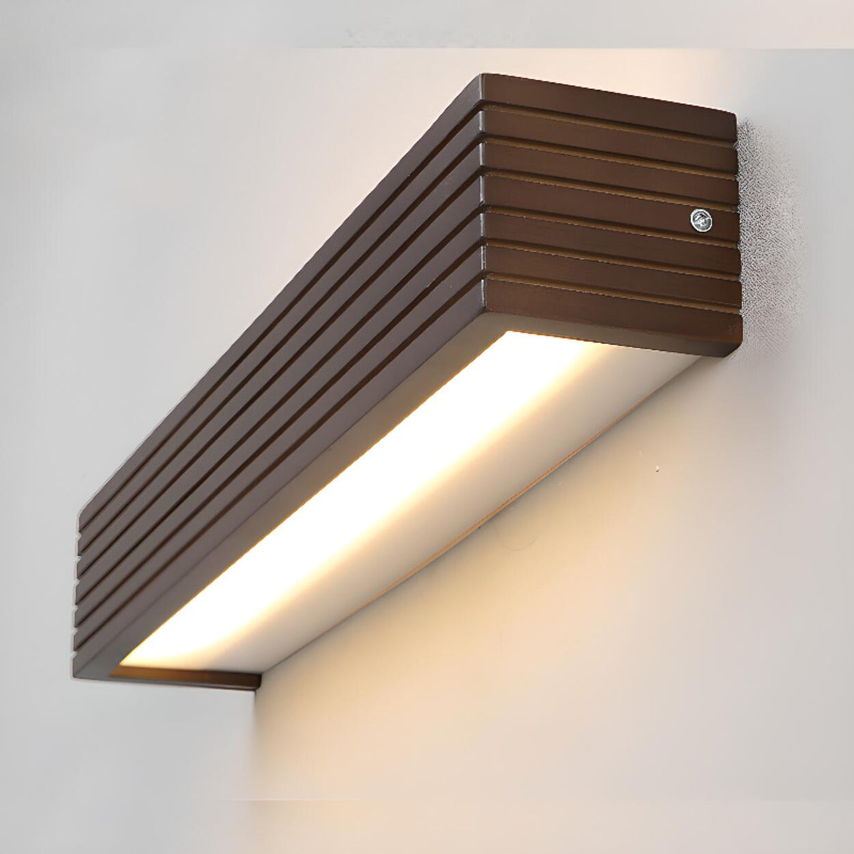 Modern Wooden Slat LED Vanity Light Fixture Image - 11