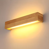 Modern Wooden Slat LED Vanity Light Fixture Image - 2