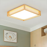 Modern Wooden Square LED Flush Mount Ceiling Light Image - 2