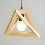 Modern Wooden Triangle Frame Dining Room Pendant Light Image - 1